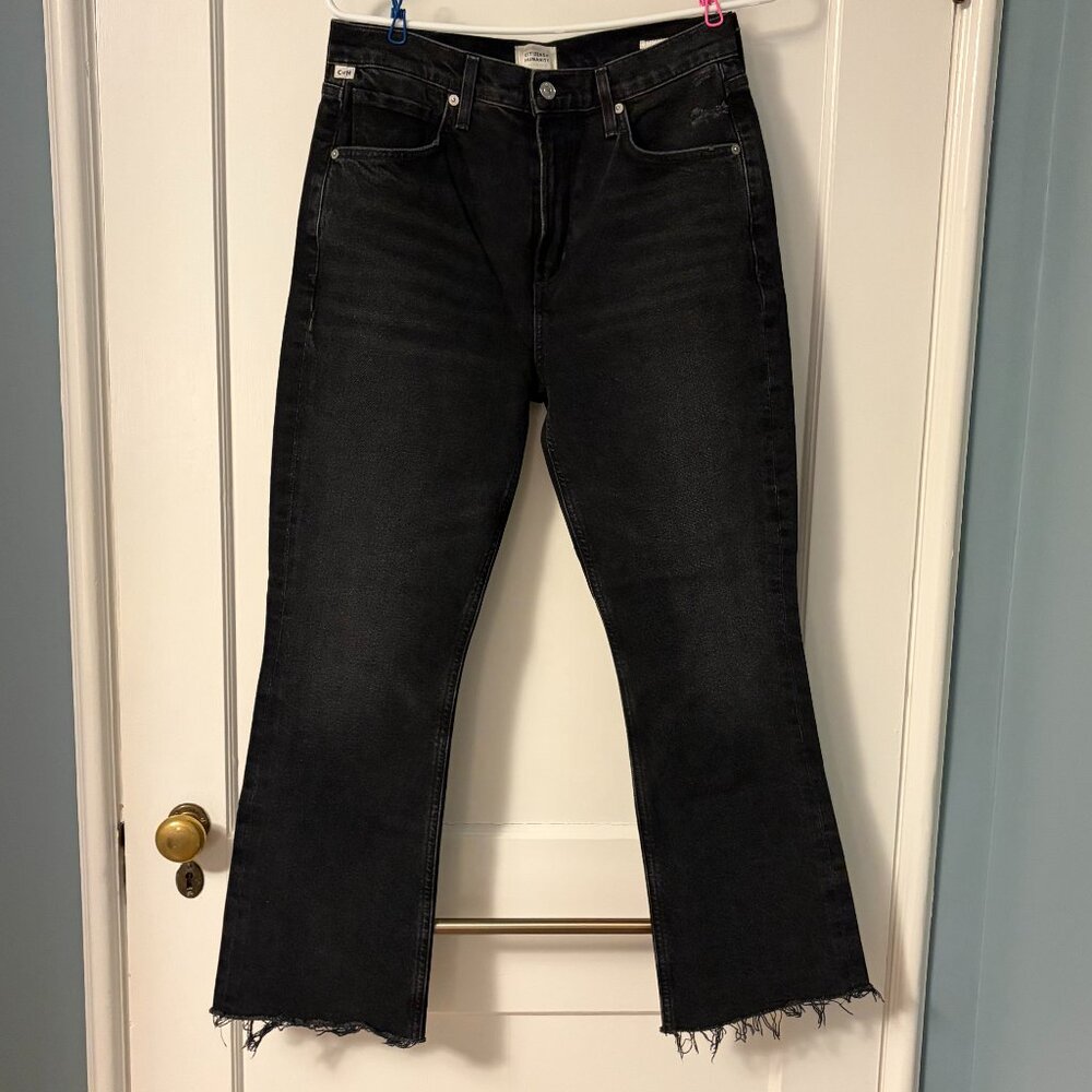 Citizens of Humanity Isola jeans black size 28 cropped boot raw hem designer